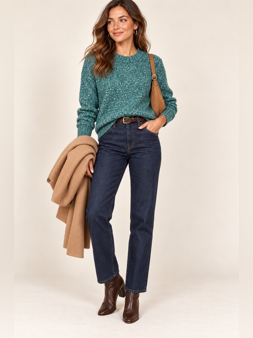 Old Navy Teal Green Marled Knit Crewneck Sweater Womens XS Long Sleeve